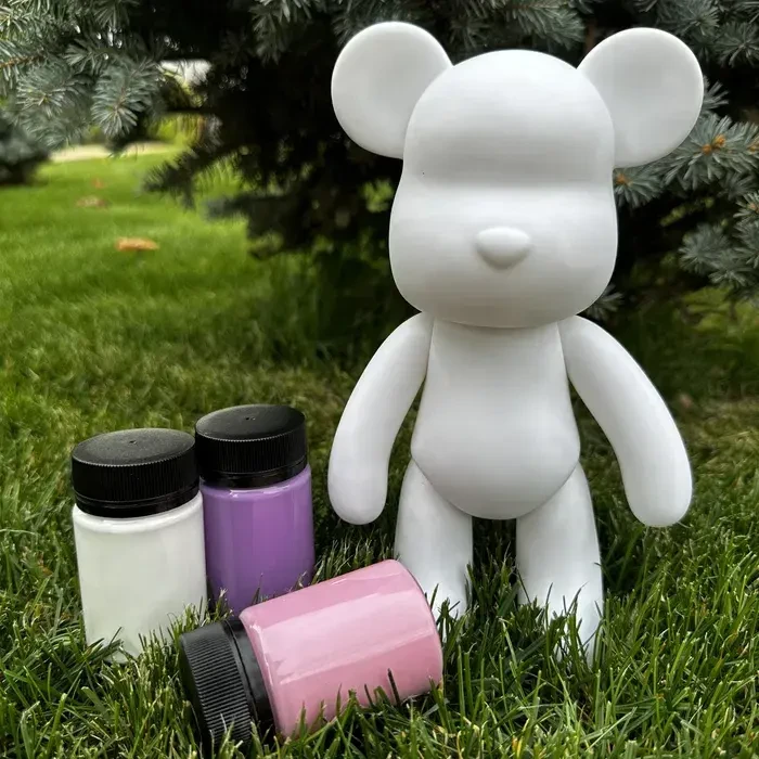Флюїдний ведмедик DIY Creative Fluid Bear, 23см, з фарбами 3 шт. / Набір розмальовка для творчості ведмежа