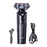 Електробритва 5 Вт 800 mAh бритва електрична бездротова з 3 голівками для гоління Синя Sokany, фото 2