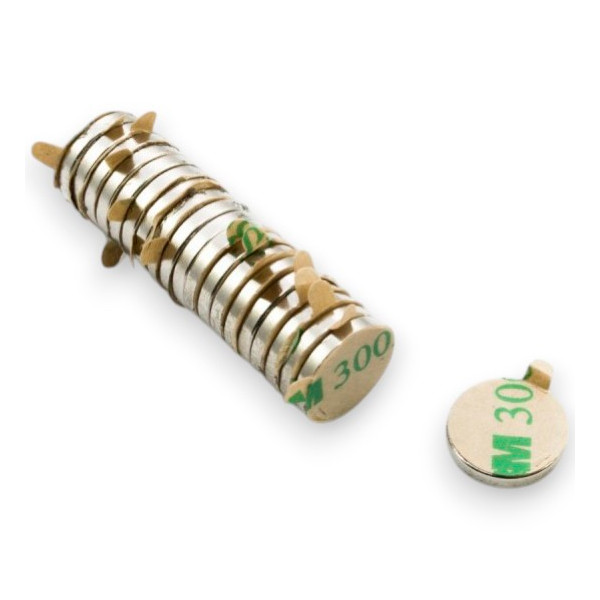 Неодимовий магніт диск (шайба) із самоклейкою 12х2 мм