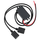 Перетворювач напруги 24/12В-5В 3А 2xUSB, прихована проводка авто, фото 4