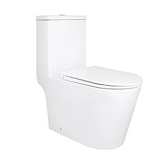 Унітаз-моноблок підлоговий Qtap Kolibri Ultra Quiet безобідковий з сидінням Soft-close WHITE QT10226380W