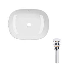 Комплект Qtap Aquarius: Раковина накладна прамокутна 470x380x120 мм White + Донний клапан PU02