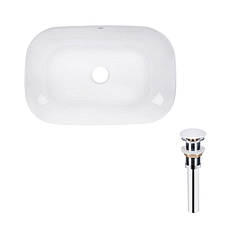 Комплект Qtap Robin: Раковина накладна прамокутна 600x390x150 мм White + Донний клапан PU02