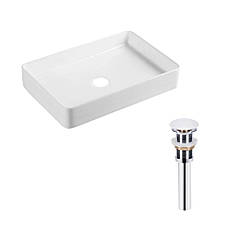 Комплект Qtap Tern: Раковина накладна прамокутна 600x400x110 мм WHITE + Донний клапан PU02