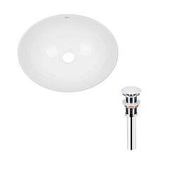 Комплект Qtap Dove: Раковина накладна овальна 415x340x140 мм White + Донний клапан PU02