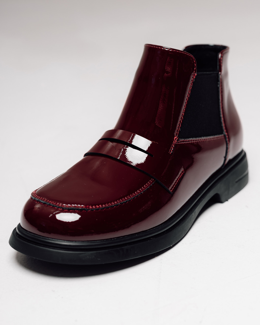 Черевики Melanda 129856 бордові шкіра лак