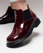 Черевики Melanda 129856 бордові шкіра лак, фото 3