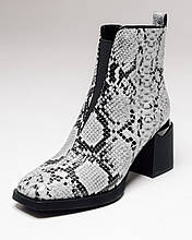 Черевики на підборах Sufinna 93091 сірий рептилія шкіра лак текстиль