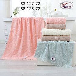 Рушник банний "Все просто 3" махра з бахромою | 70х140 см