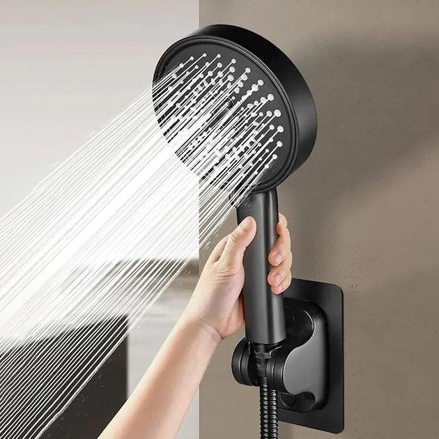 Лійка для душу Shower set насадка з тримачем/набір тримач і шланг Чорна, фото 1