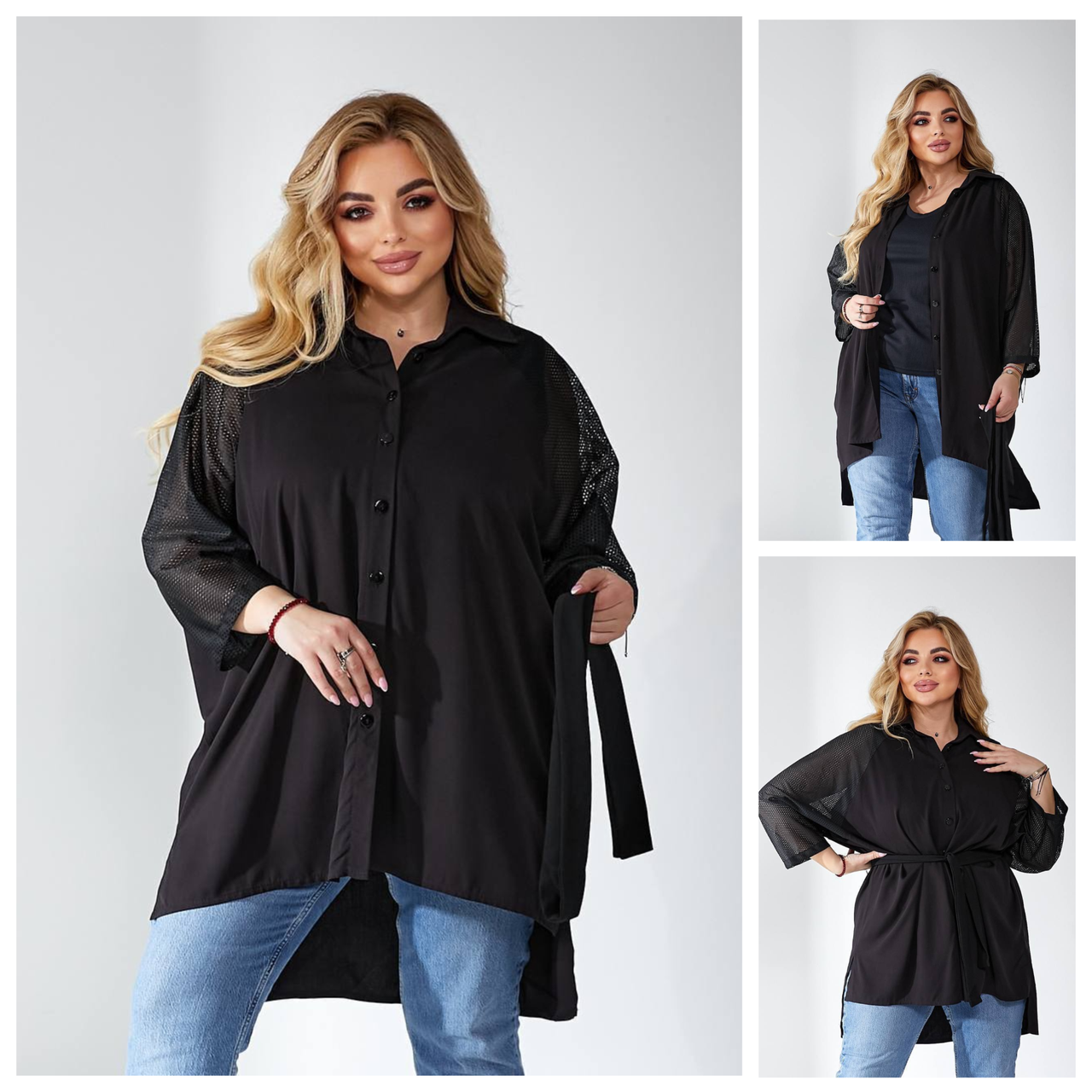 Р-ри 50-64 Жіноча блуза - туніка з подовженою спинкою, фото 1