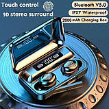 Бездротові сенсорні навушники TWS F9 V5.1 з цифровим зарядним PowerBank, фото 5