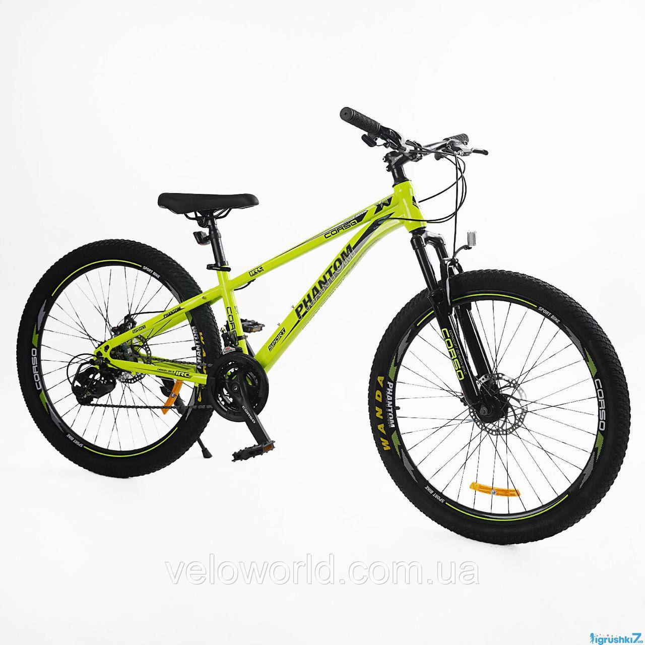 Велосипед спортивний CORSO "PHANTOM" PH-26529 (1) 26" дюймів рама сталева 13", обладнання Sunrun 21 швидкість, зібраний на 75%
