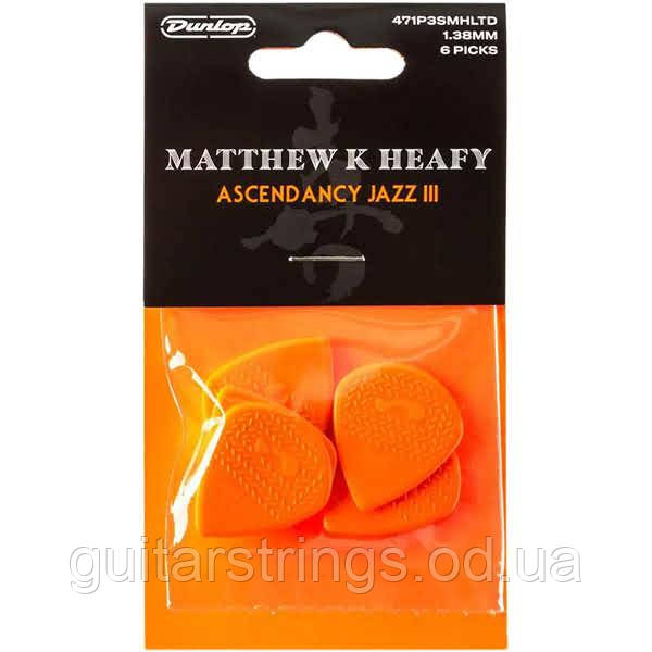 Медіатори Dunlop 471P3SMHLTD Matt Heafy Ascendancy Jazz III Max Grip Custom 1.38 mm 6 pack, фото 1