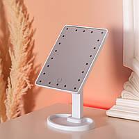 Настольное зеркало с LED подсветкой 21×16 см для макияжа 22 лед с поворотом 360°