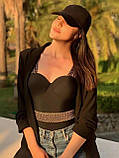 Жіночий чорний купальник суцільний із золотистими вставками та щільною чашкою, фото 4