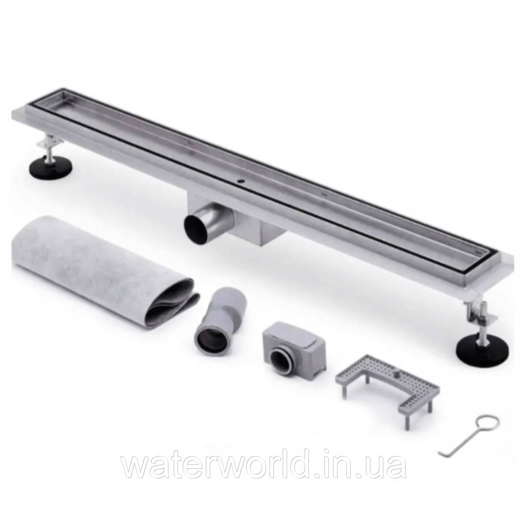 Душовий лінійний трап під плитку TM.KOER Чехія FD30 70x1200 мм із неіржавкої сталі SUS304 з мокрим і сухим закривом, фото 1