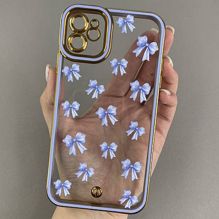 Чохол для Apple iPhone 11 з бузковою окантовкою з бантиками на телефон айфон 11 q03h, фото 1