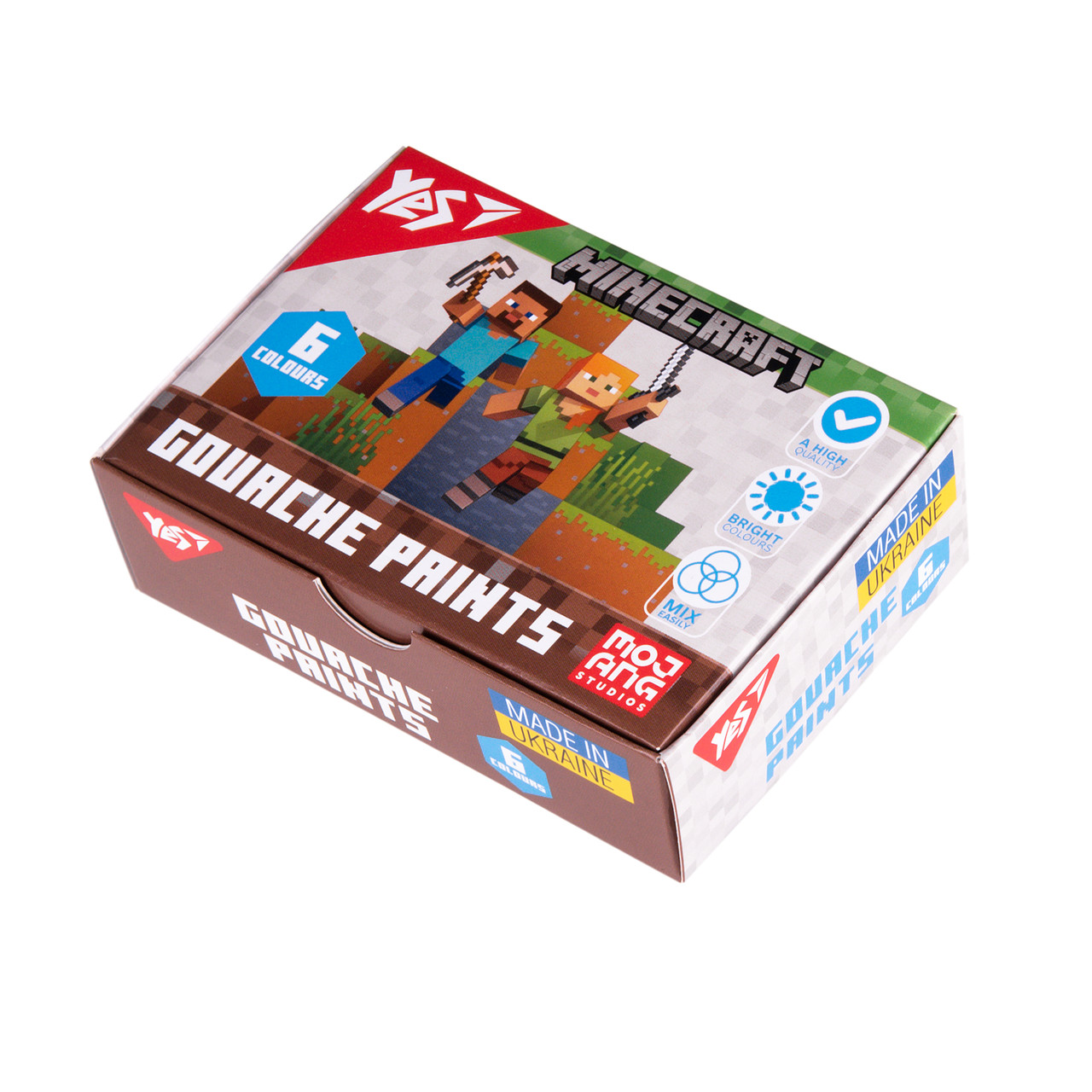 Фарби гуашеві Yes Minecraft 6 кольорів по 20 мл, фото 1