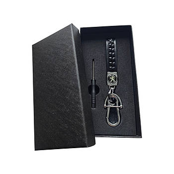 Брелок автомобільний шкіряний з карабіном Peugeot (Пежо)