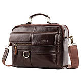 Чоловіча сумка через плече Натуральня шкіра Барсетка Чоловіча шкіряна сумка для документів планшет Коричнева, фото 6
