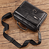 Чоловіча сумка через плече Натуральня шкіра Барсетка Чоловіча шкіряна сумка для документів планшет Коричнева, фото 8
