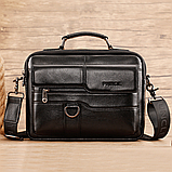 Чоловіча сумка через плече Натуральня шкіра Барсетка Чоловіча шкіряна сумка для документів планшет Коричнева, фото 7