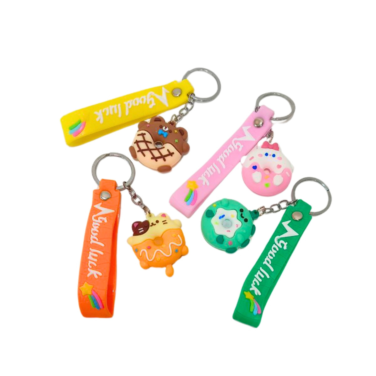 Брелок гумовий Пончик звірятка 4,5 см зі стрічкою, асортименті NoВТ-3225, фото 1