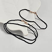 Комплект кольє і браслет із чорного агату із золотими застібками