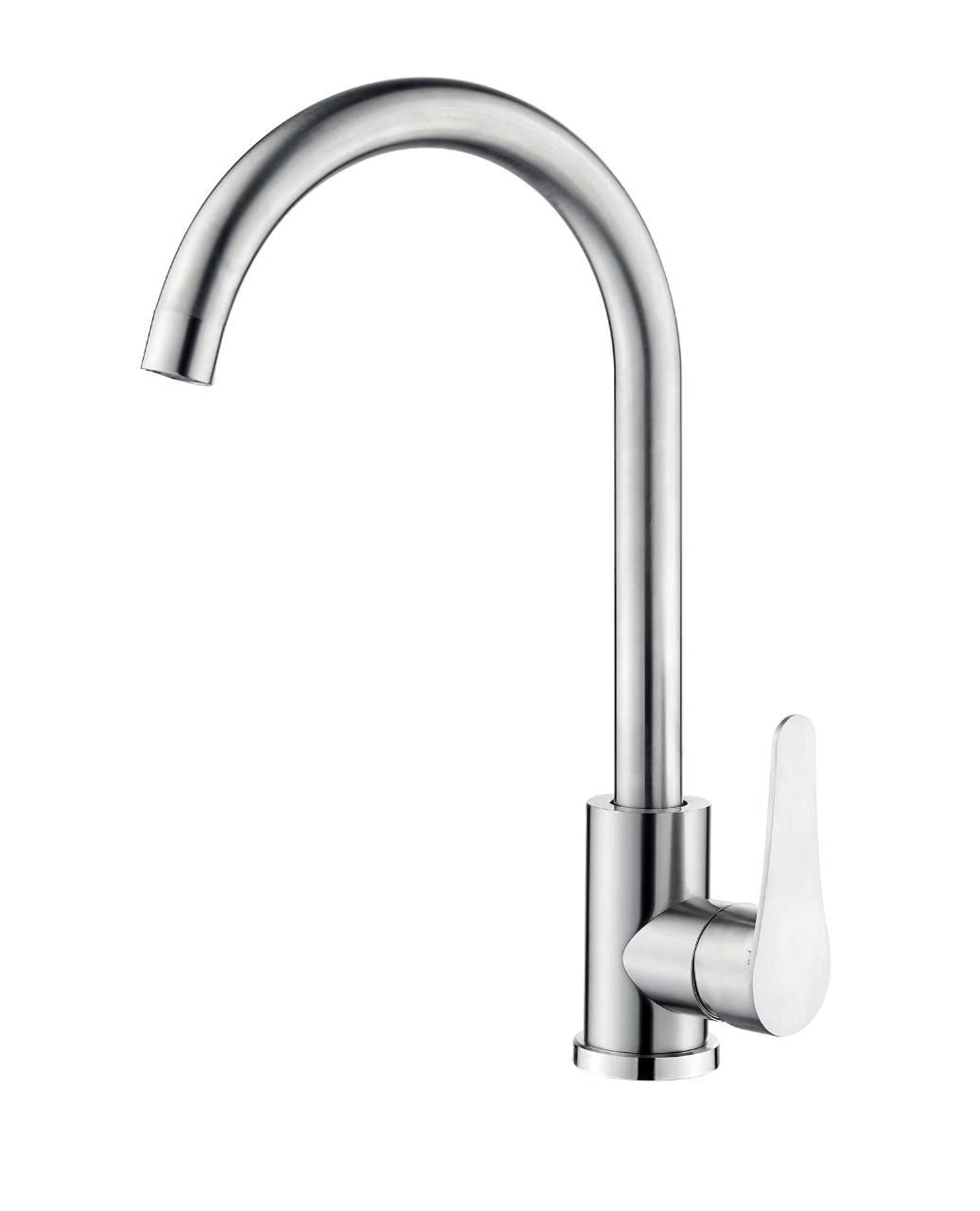 Змішувач для кухні WEZER EKO4A-17, поворот. вилив, нержавіюча сталь, сатин, фото 1