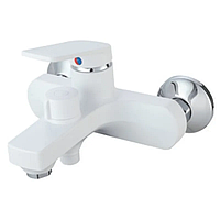 Змішувач для ванни Plamix Lucas-009 EURO SET White з шлангом, лійкою та кронштейном (PM0708)