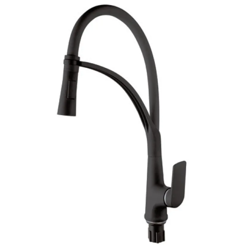Змішувач для кухні Plamix Lucas-017 SET BLACK REFL.Black з підводом (PM0717)