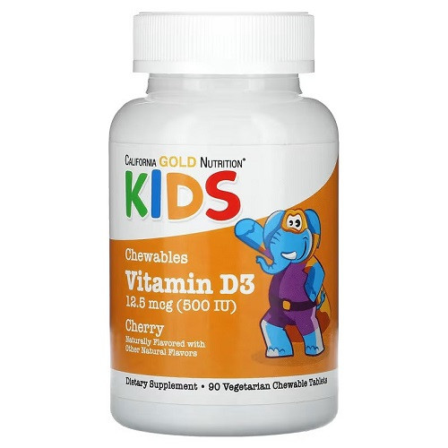 Вітаміни для дітей California Gold Nutrition KIDS Chewables Vitamin D3 (90 жувальних таблеток.), фото 1