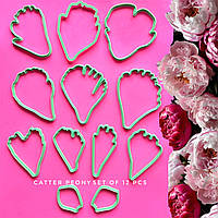 Набір каттерів для деталізованої квітки півонії, 12 шт. Авторська форма.