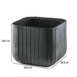 Пластиковий горщик для квітів Cube Planter M 29.5 см кольору антрацит квадратний