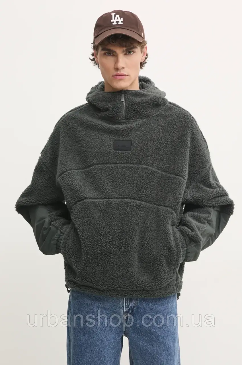 Urbanshop com ua Кофта Karl Kani чоловіча колір сірий з капюшоном однотонна PD00002093 РОЗМІРИ ЗАПИТУЙТЕ