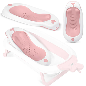 Силіконовий вкладиш гірка для купання новонароджегого малюка (рожева)