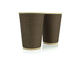 Стакан Крафт гофрований 340 мл (кольоровий) F-ХВИЛЯ d80, 25 шт/уп, 875 шт/ящ., фото 3