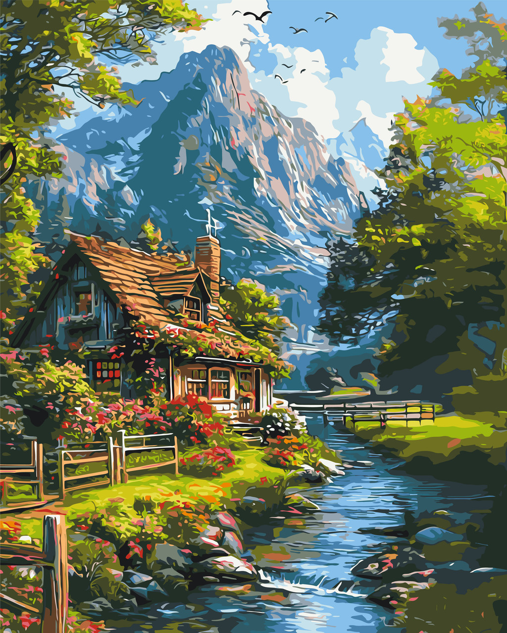 Картина за номерами Пейзаж. Тихе гірське життя 40*50 см Оригамі LW 3438, фото 1