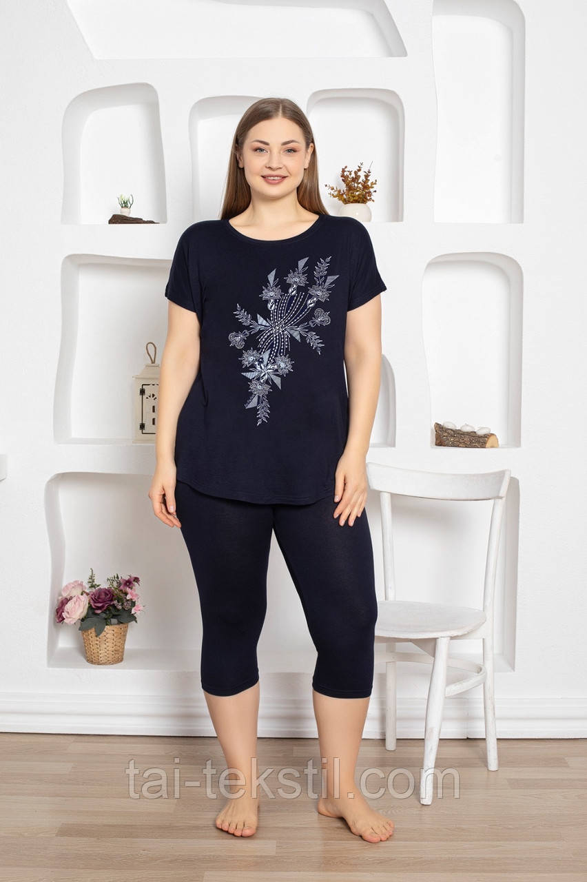 Костюм жіночій туніка і капрі на бішльші розміри BIG SIZE якість віскоза.3XL-4XL-5XL