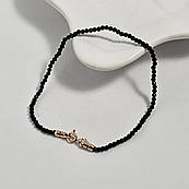 Браслет на руку з чорним агатом і золотою застібкою