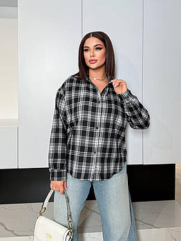 Сорочка жіноча стильна у клітинку з фланелі (Норма і батал)