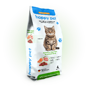 Сухий корм для котів що живуть у приміщенні Happy Pet на основі 3-х видів м'яса 4 кг