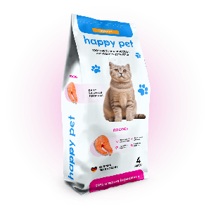 Сухий корм для дорослих котів Happy Pet з лососем 4 кг