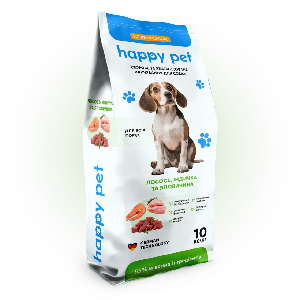 Сухий корм для собак середніх порід Happy Pet на основі 3-х видів м'яса 10 кг