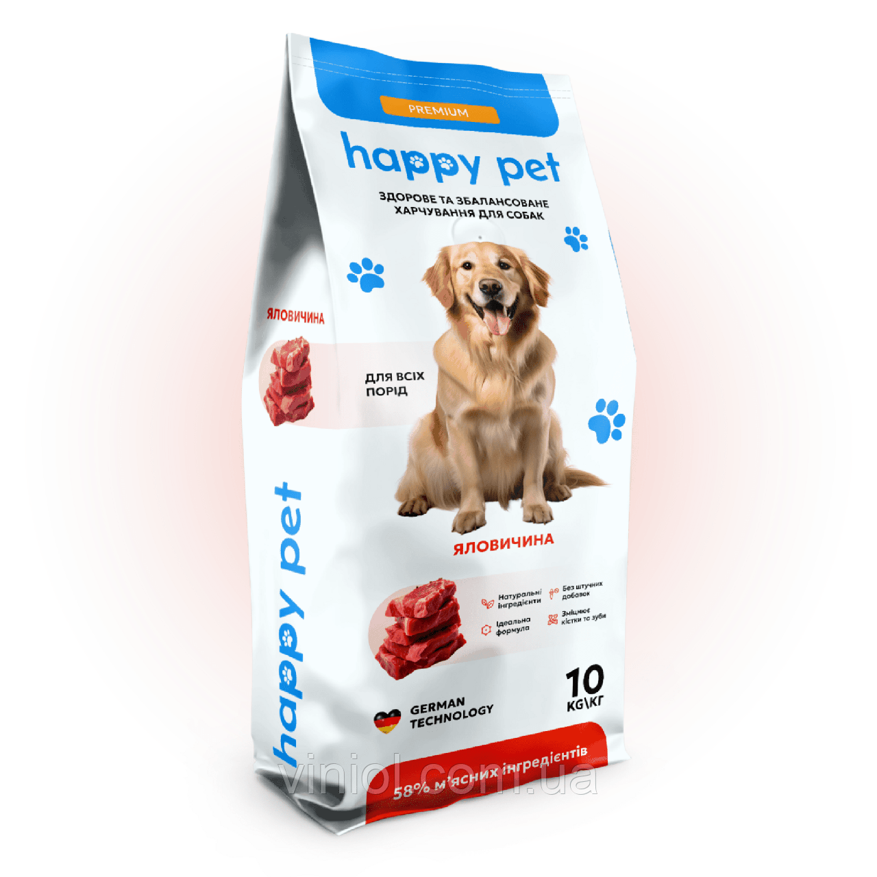 Гіпоалергенний сухий корм для собак всіх порід Happy Pet з яловичиною 10 кг, фото 1