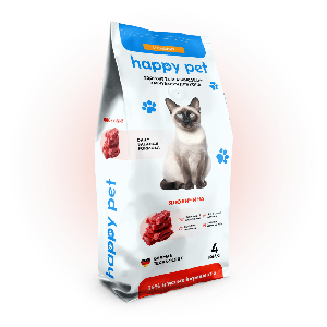 Сухий корм для дорослих котів Happy Pet  з яловичиною 4 кг