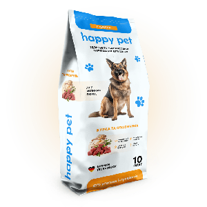 Сухий корм для собак великих порід Happy Pet з куркою та яловичиною 10 кг