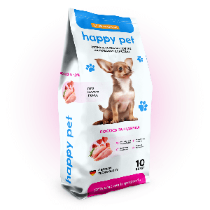 Сухий корм для собак маленьких порід Happy Pet з індичкою та лососем 10 кг