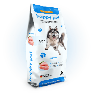 Сухий корм для активних собак Happy Pet з індичкою 5 кг